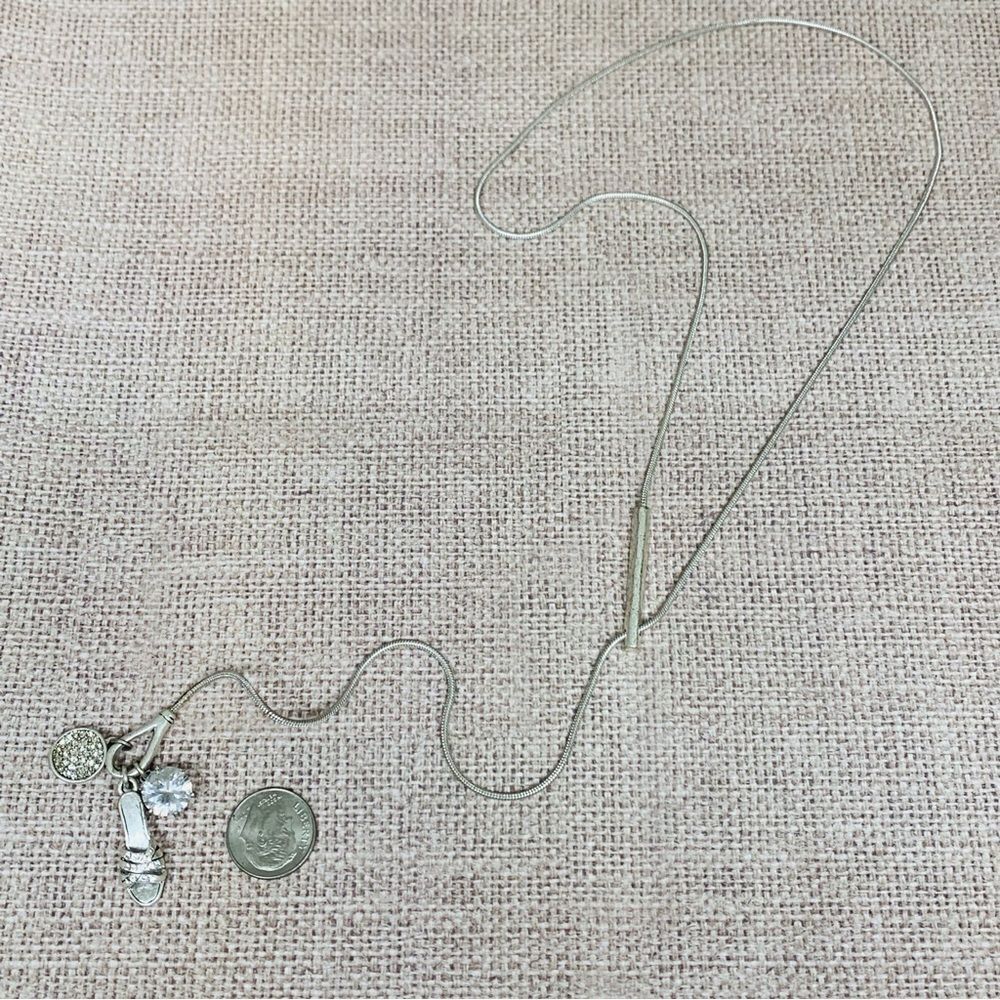 Silver Crystal Shoe Y Necklace‎